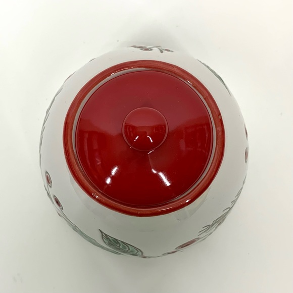 In Home Stylez Winter Christmas Holly Print Ceramic Lidded Sugar Dish Nwt Unused - Picture 8 of 11